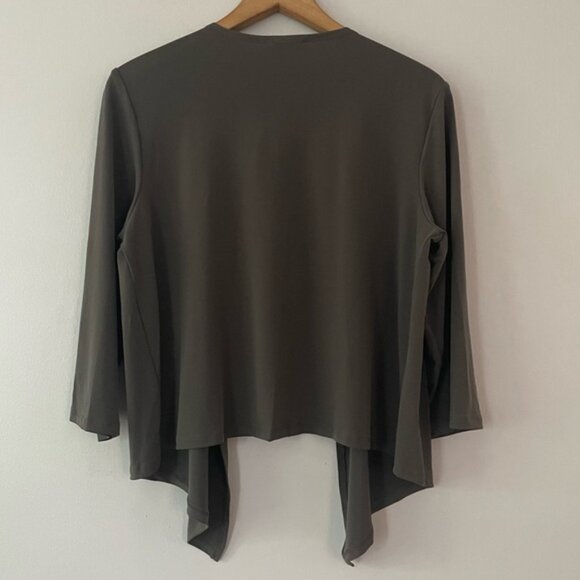 New Kim & Co Olive Lightweight Open Front Brazil Knit Cardigan Size Small bin 4D - Picture 3 of 4